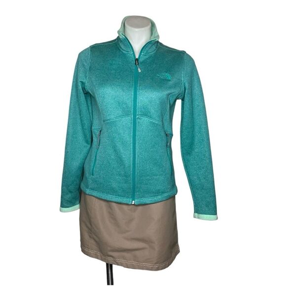 THE NORTH FACE Green Jacket Soft Shell Fleece Lined Full Zip Womens Size Medium - Picture 1 of 13